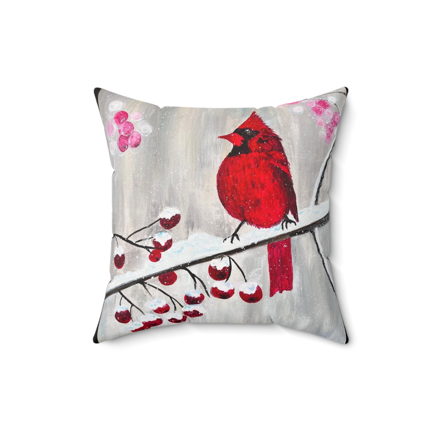Winter Berry Cardinal Pillow