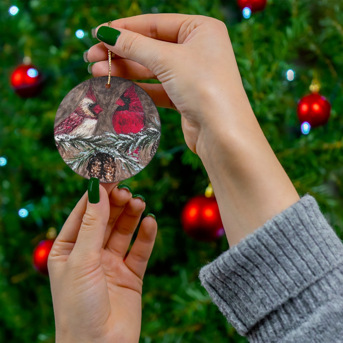 Cardinals Ceramic Ornament
