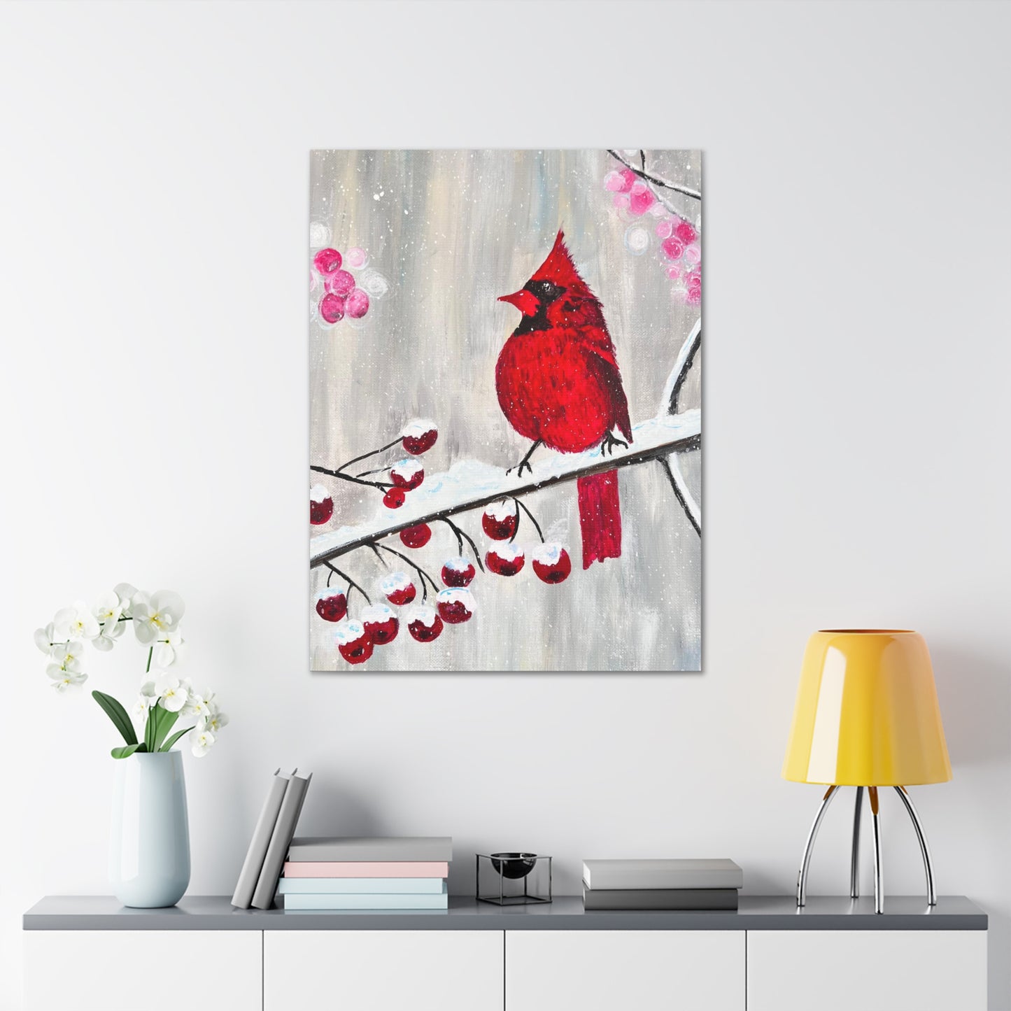 Winter Berry Cardinal Painting