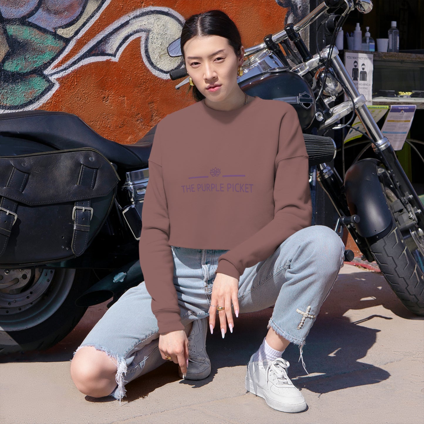 The purple picket Cropped Sweatshirt