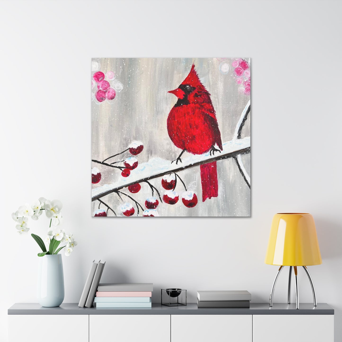 Winter Berry Cardinal Painting