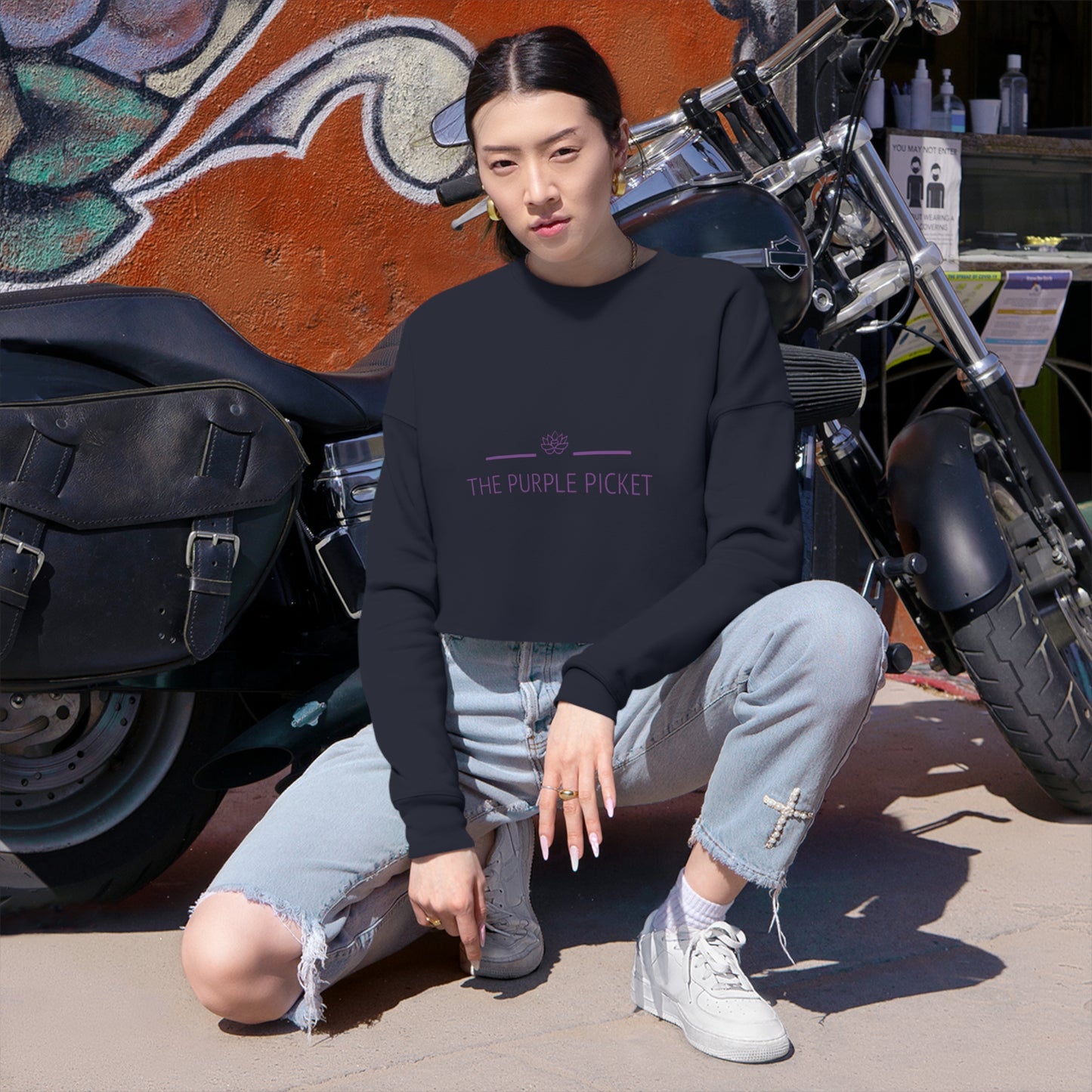 The purple picket Cropped Sweatshirt