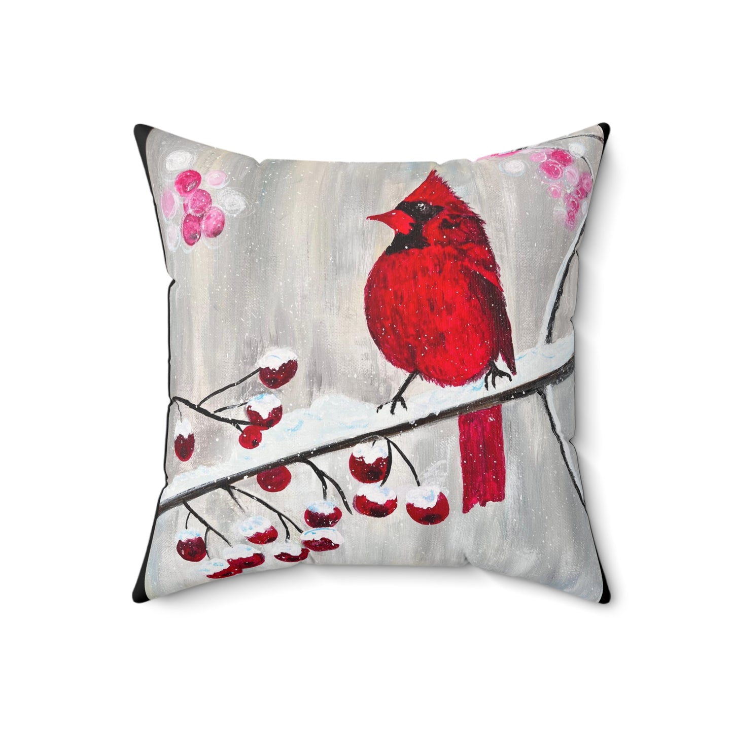 Winter Berry Cardinal Pillow